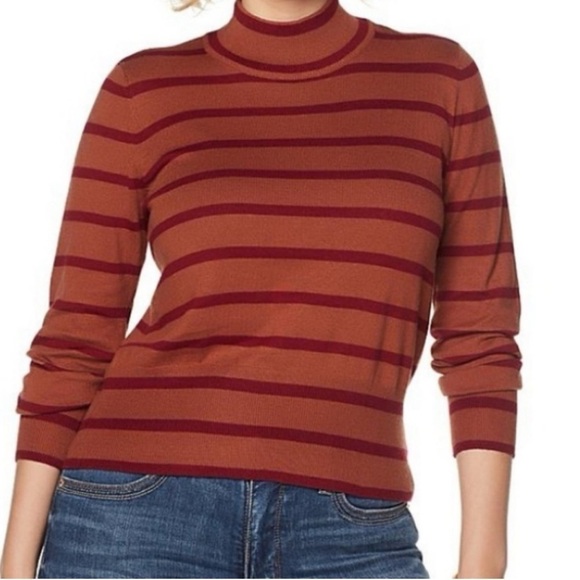 Seven7 Melissa McCarthy Stripe Mock Neck Sweater Womens Plus Size 3X Cotton - Picture 1 of 8